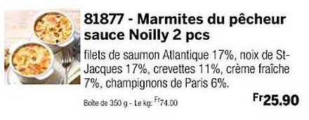 marmites du pêcheur sauce noilly 2 pcs