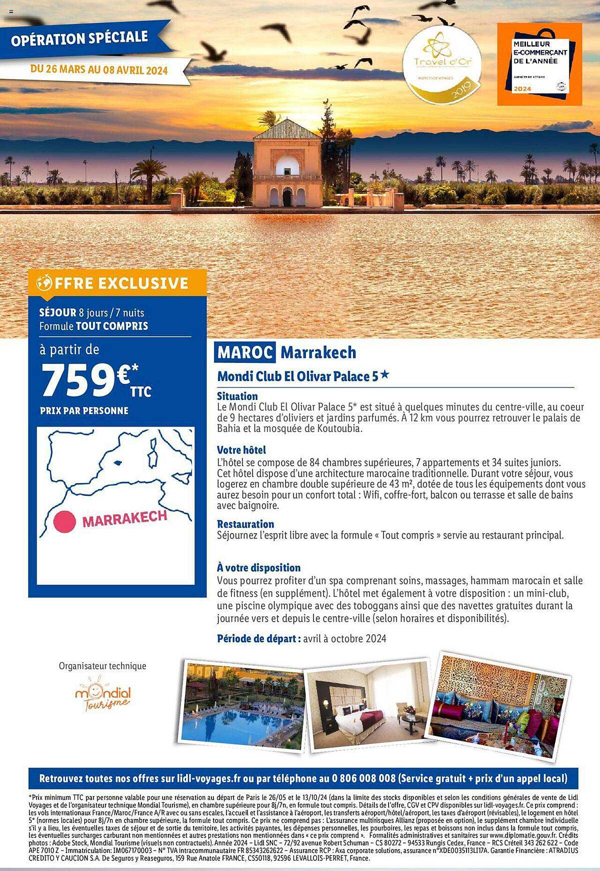 maroc marrakech : mondi club el olivar palace 5*