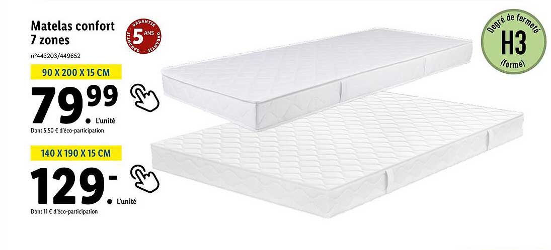 matelas confort 7 zones