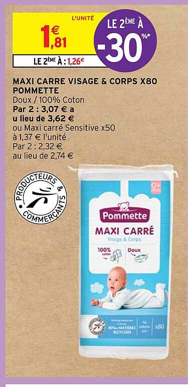 maxi carre visage & corps x80 pommette