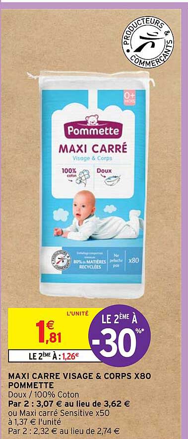 maxi carré visage & corps x80 pommette