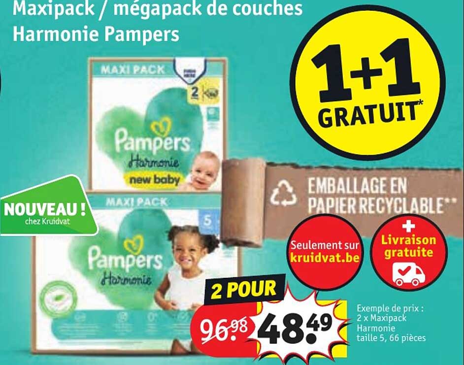 maxipack / mégapack de couches harmonie pampers