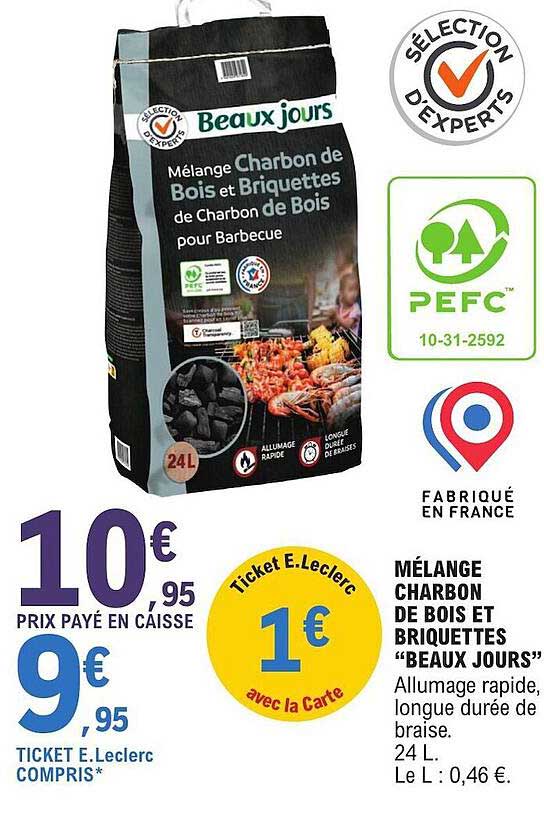 mélange charbon de bois et briquettes "beaux jours"