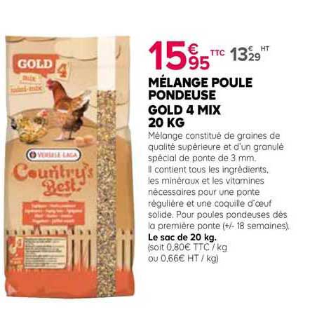 mélange poule pondeuse gold 4 mix 20 kg