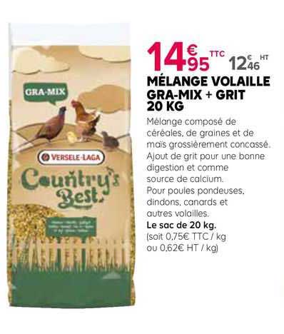 mélange volaille gra-mix + grit 20 kg