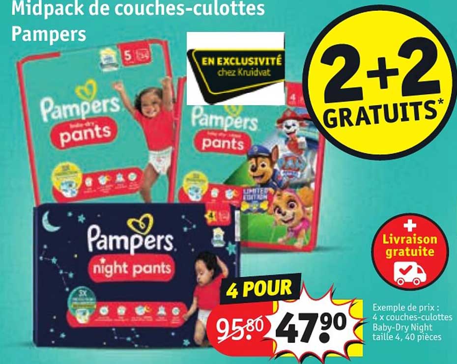 midpack de couches-culottes pampers