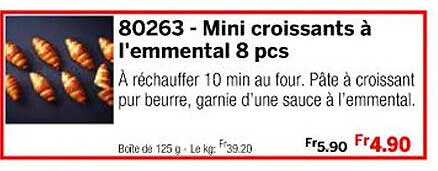 mini croissants à l'emmental 8 pcs