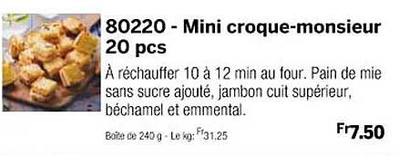 mini croque-monsieur 20 pcs