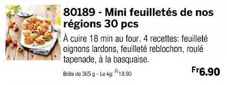 mini feuilletés de nos régions 30 pcs