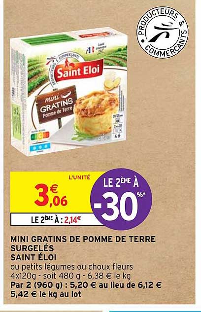 Mini Gratins De Pomme De Terre Surgelés Saint éloi