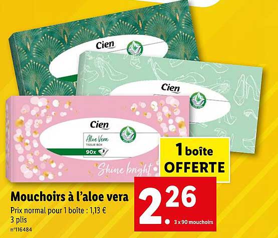 mouchoirs à l'aloe vera cien