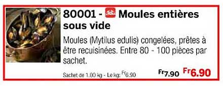 moules entières sous vide