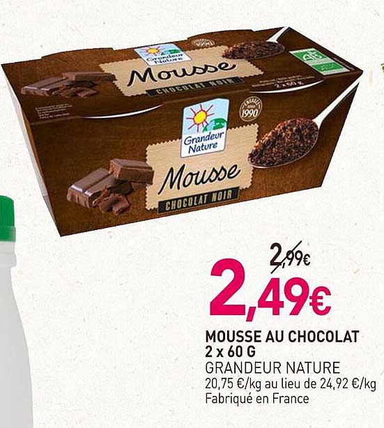 mousse au chocolat grandeur nature 2 x 60 g