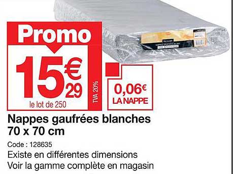 nappes gaufrées blanches 70 x 70 cm