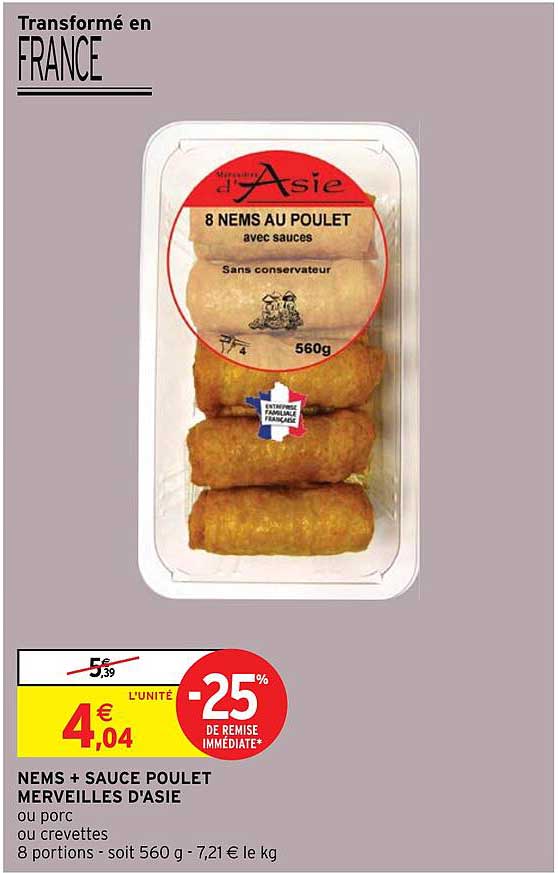 nems + sauce poulet merveilles d'asie