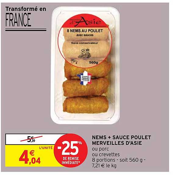 nems + sauce poulet merveilles d'asie