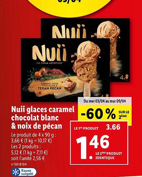 Nuii Glaces Caramel Chocolat Blanc & Noix De Pécan