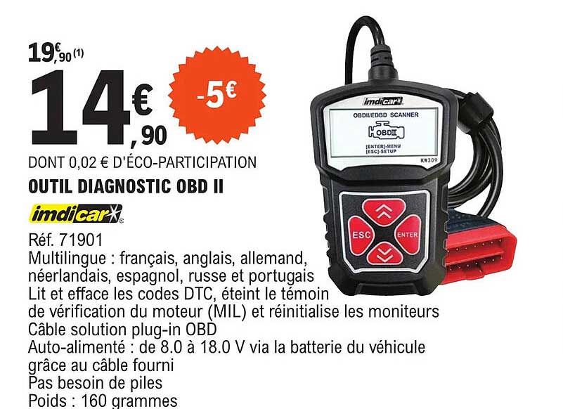 outil diagnostic obd II imdicar