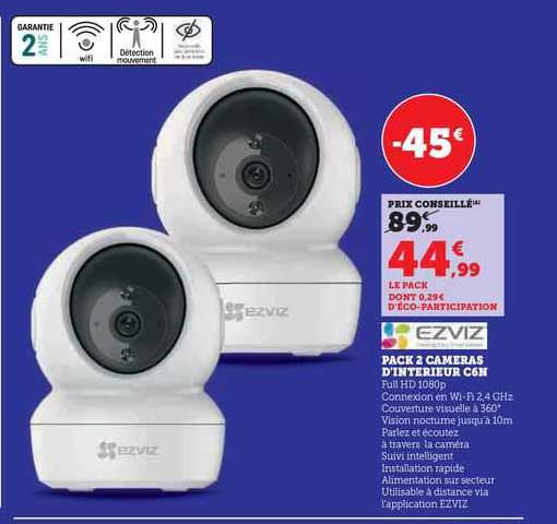 Pack 2 Caméras D'intérieur C6n Ezviz
