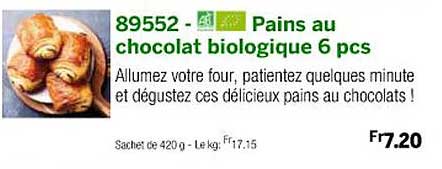 pains au chocolat biologique 6 pcs