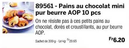 pains au chocolat mini pur beurre aop 10 pcs