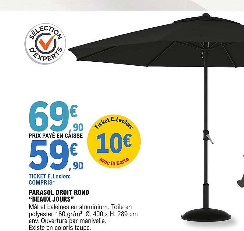 parasol droit rond "beaux jours"