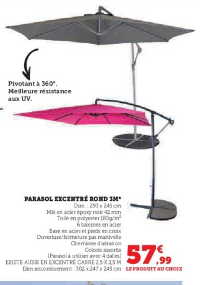 parasol excentré rond 3 m