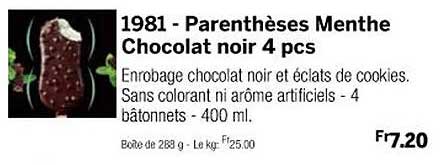 parenthèses menthe chocolat noir 4 pcs