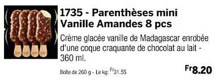 parenthèses mini vanille amandes 8 pcs