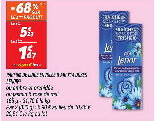 parfum de linge envolée d'air x 14 doses lenor