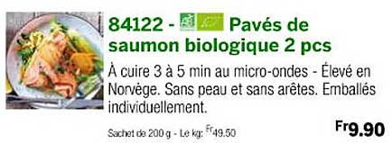 pavés de saumon biologique 2 pcs