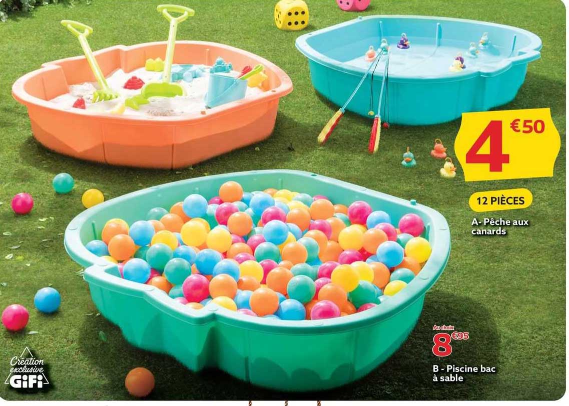 pêche aux canards, piscine bac à sable