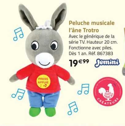 peluche musicale l'âne trotro