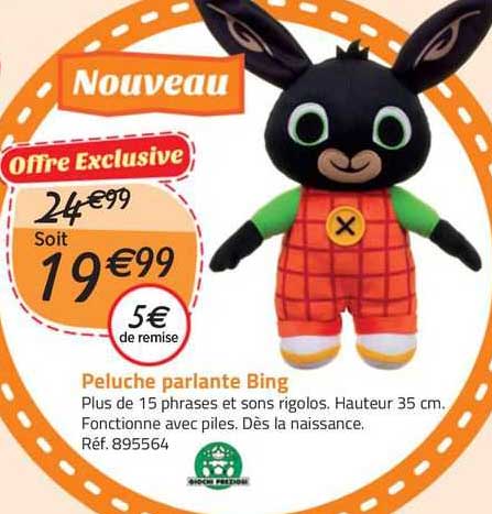 peluche parlante bing
