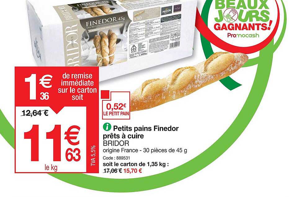 petits pains finedor prêts à cuire bridor