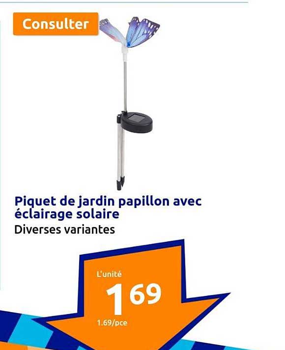 Piquet De Jardin Papillon Avec éclairage Solaire