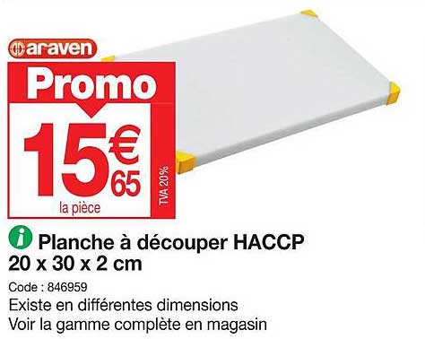 Planche à Découper Haccp 20 X 30 X 2 Cm Araven
