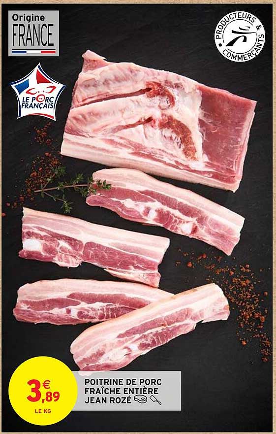 poitrine de porc fraîche entière jean rozé