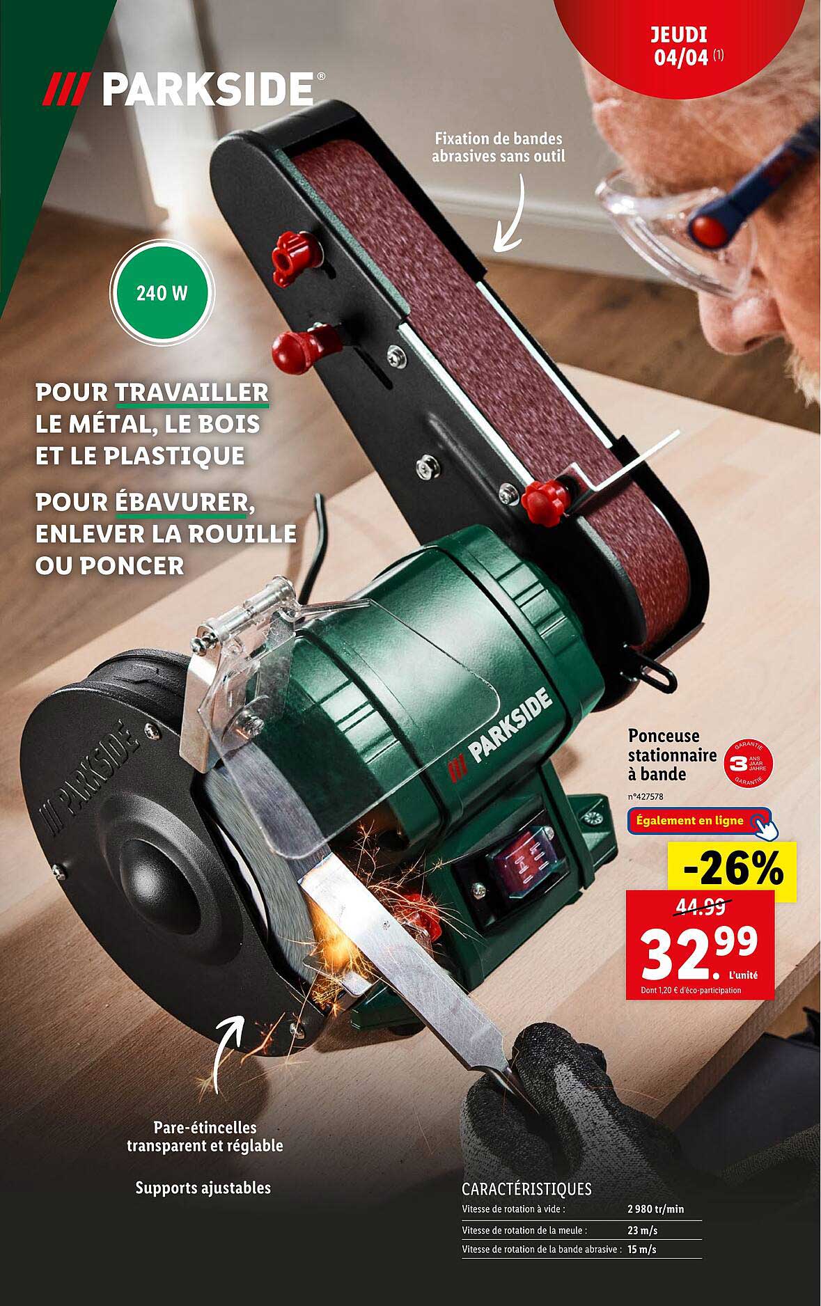 ponceuse stationnaire à bande parkside