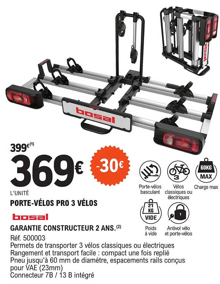 porte-vélos pro 3 vélos bosal