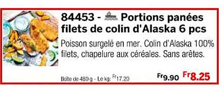 portions panées filets de colin d'alaska 6 pcs