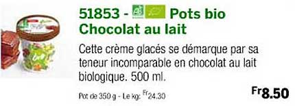 pots bio chocolat au lait