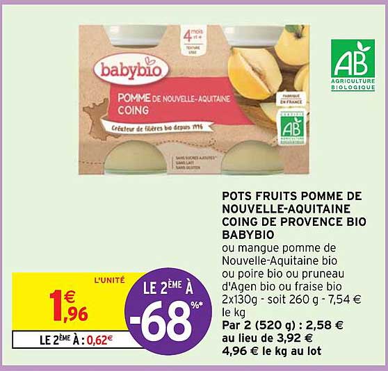 pots fruits pomme de nouvelle-aquitaine coing de provence bio babybio