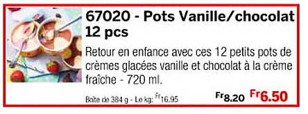 pots vanille/chocolat 12 pcs
