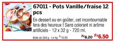 pots vanille/fraise 12 pcs