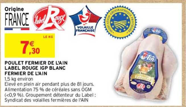 poulet fermier de l'ain label rouge igp blanc fermier de l'ain