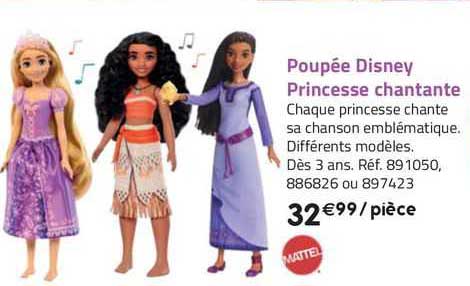 poupée disney princesse chantante mattel