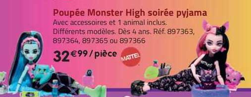 poupée monster high soirée pyjama mattel
