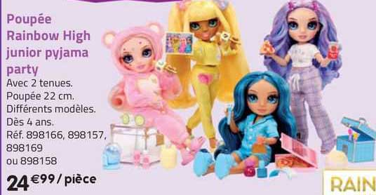 poupée rainbow high junior pyjama party