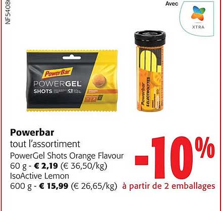 powerbar tout l'assortiment powergels shots orange flavour